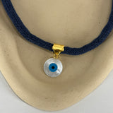 Evil Eye Navy Cord Necklace – Handmade Protection Jewelry
