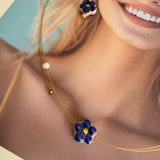 Porcelain Flower Jewelry Set in Blue