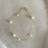 Everyday Wear Gold Pearl Bracelet  - Real Pearls