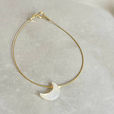 Minimalist Mother of Pearl Moon Bracelet