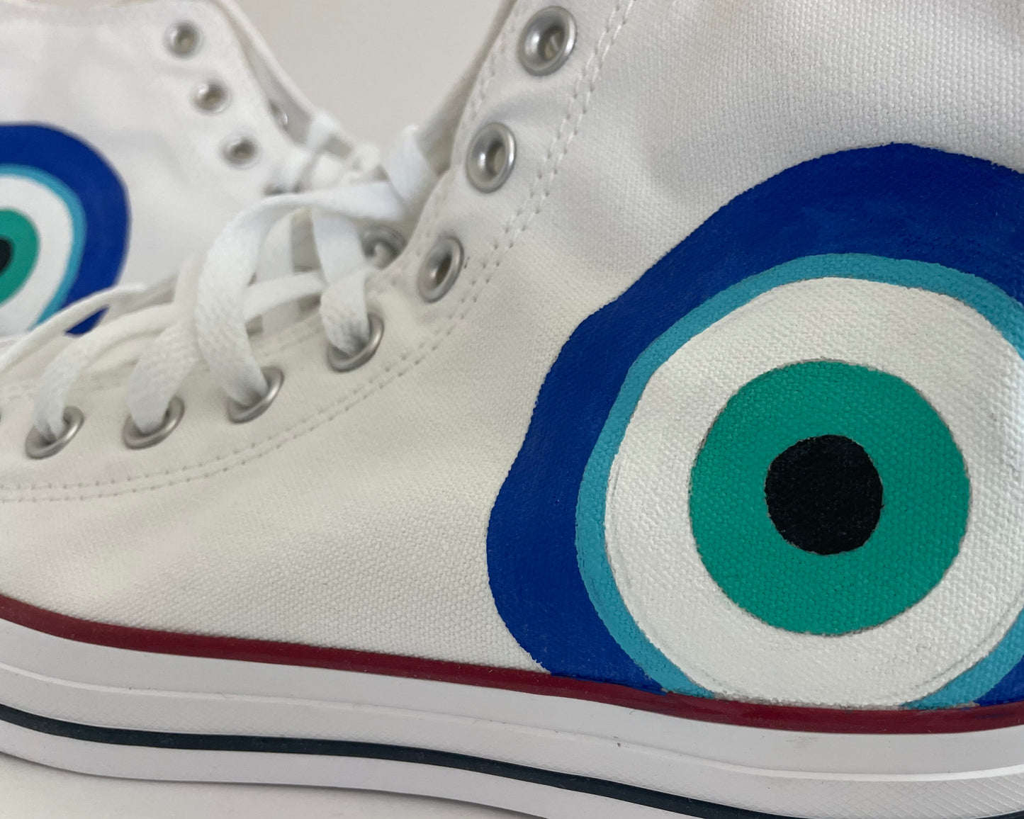 Hand-Painted Evil Eye Converse High-Top – Custom Spiritual Protection Sneakers