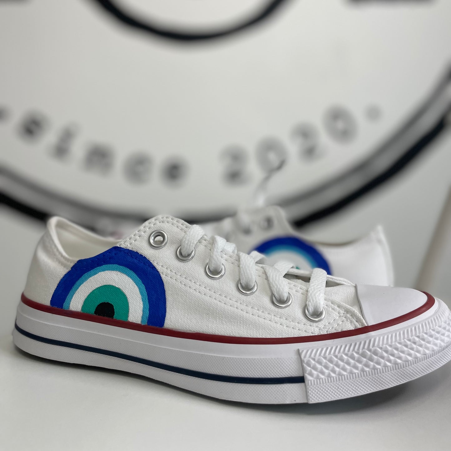 Hand Painted Evil Eye Converse Low Top | Custom Nazar Sneakers