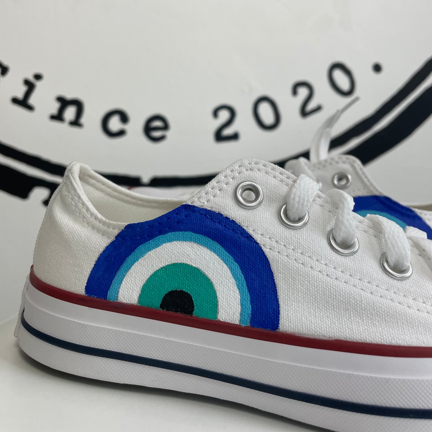 Hand Painted Evil Eye Converse Low Top | Custom Nazar Sneakers