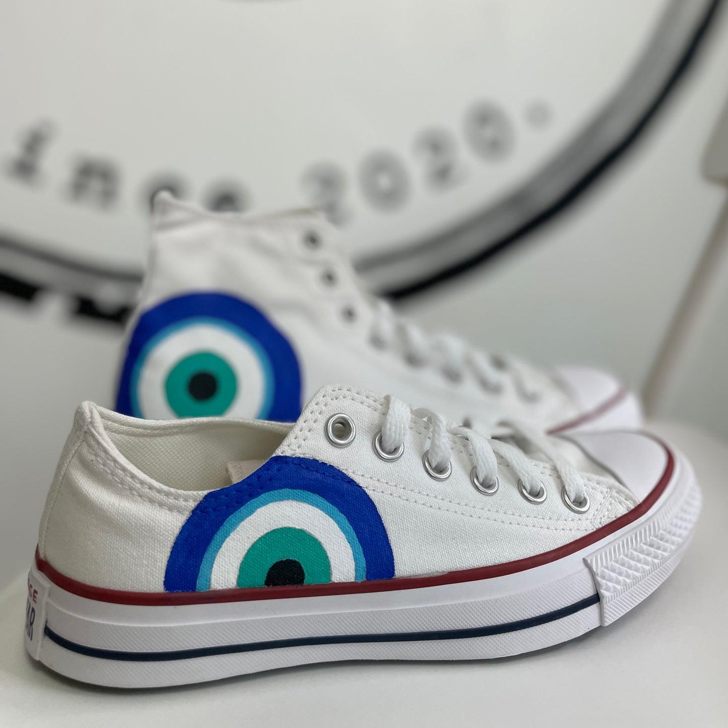 Hand Painted Evil Eye Converse Low Top | Custom Nazar Sneakers