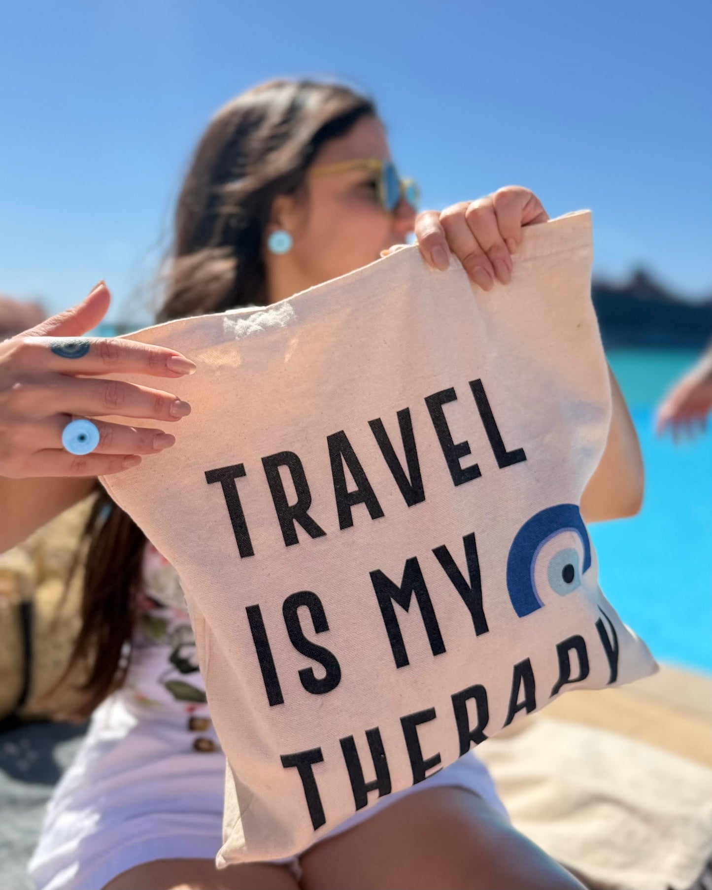 Travel Is My Therapy Tote Bag – Canvas Travel Quote Tote for Wanderlust Lovers