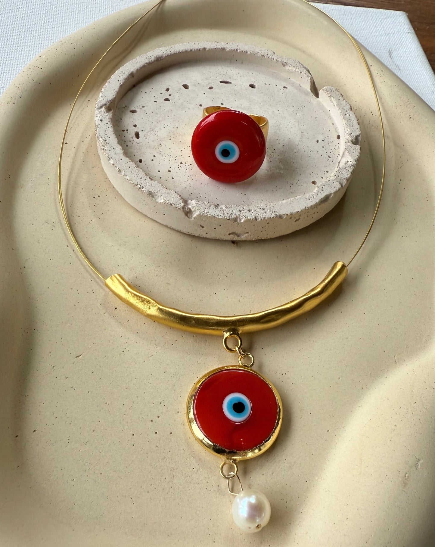 Red Murano Evil Eye Set – Necklace & Ring
