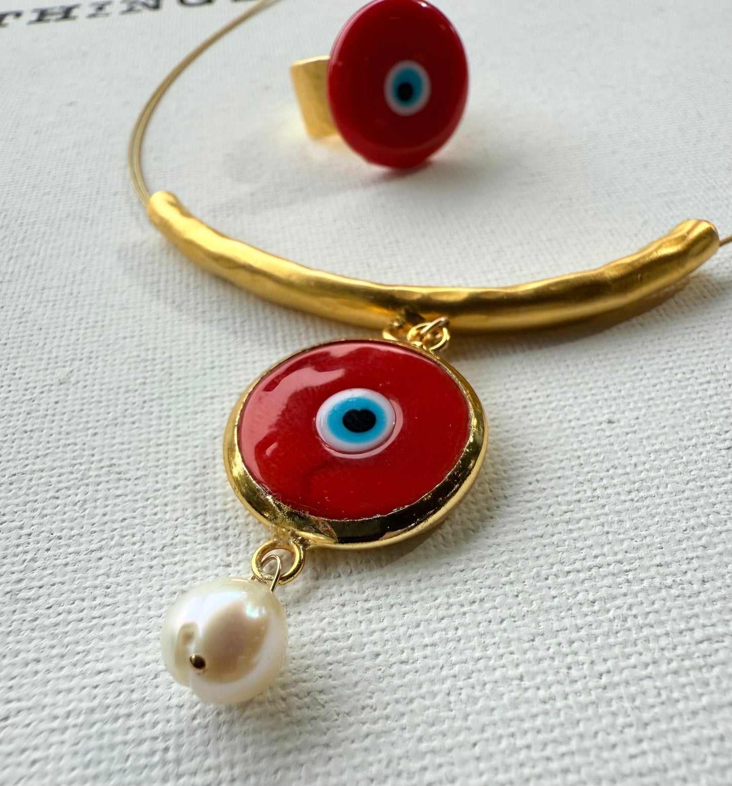 Red Murano Evil Eye Set – Necklace & Ring