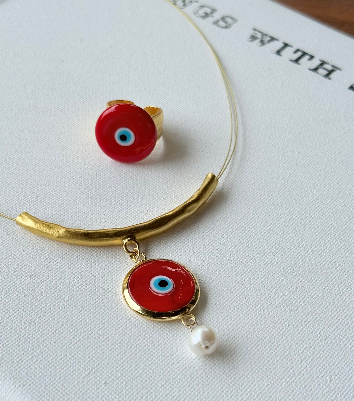Red Murano Evil Eye Set – Necklace & Ring