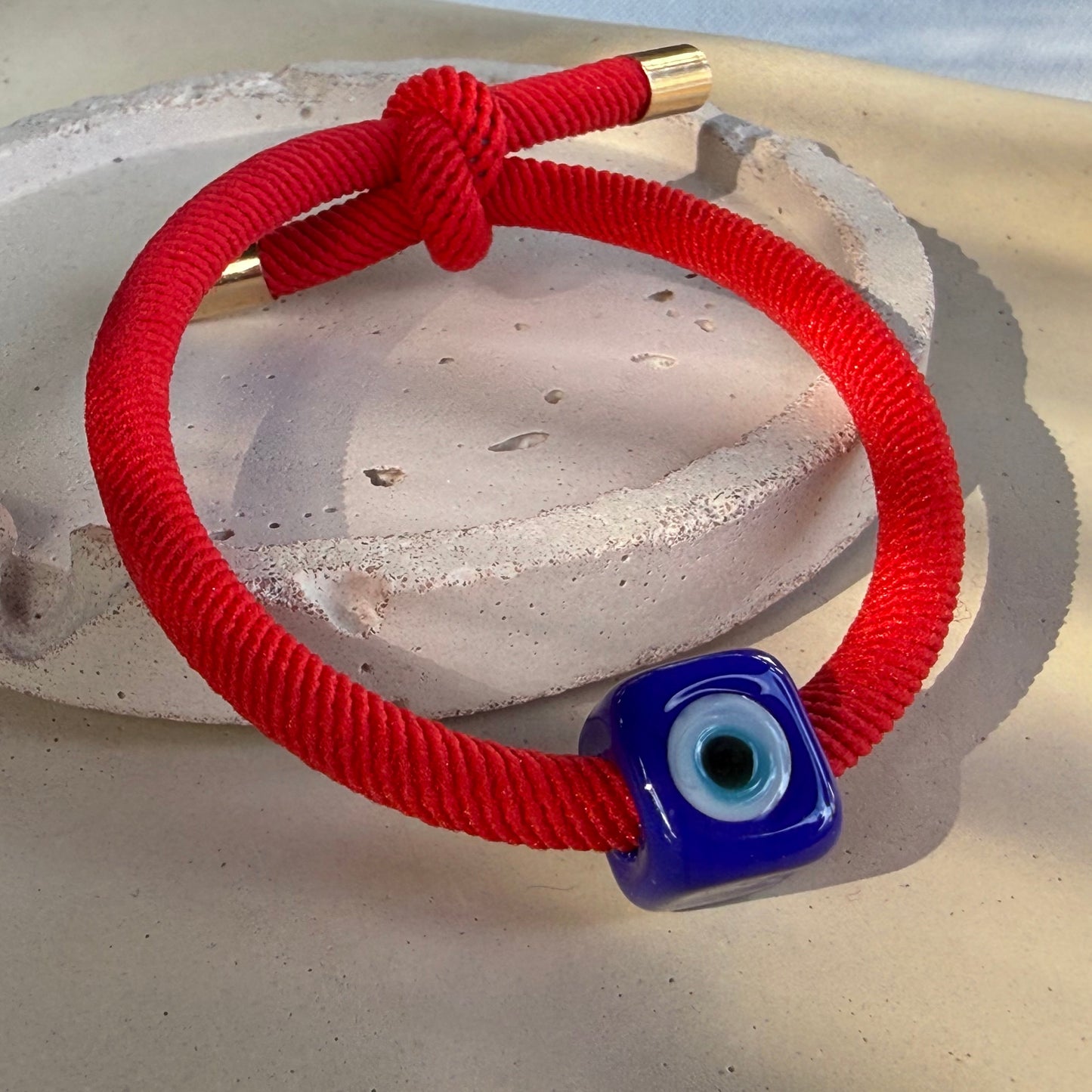 Murano Evil Eye Adjustable Red Bracelet / Hair Tie – Handmade Protective Charm