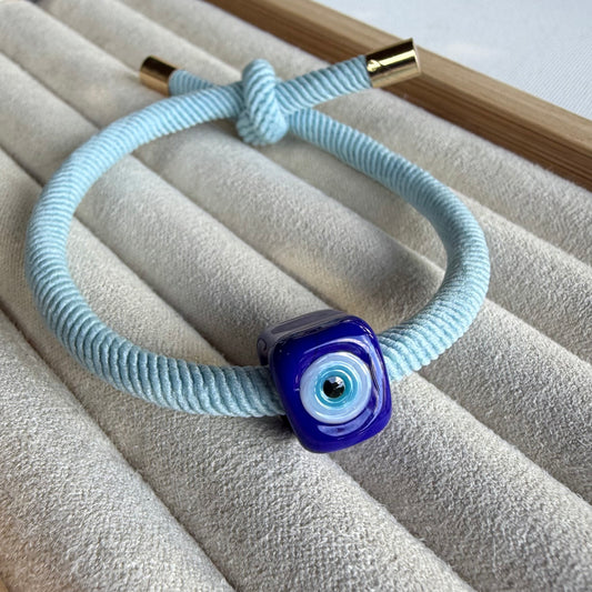 Light Blue Evil Eye Bracelet – Handmade Murano Glass Protection