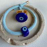 Light Blue Evil Eye Bracelet – Handmade Murano Glass Protection