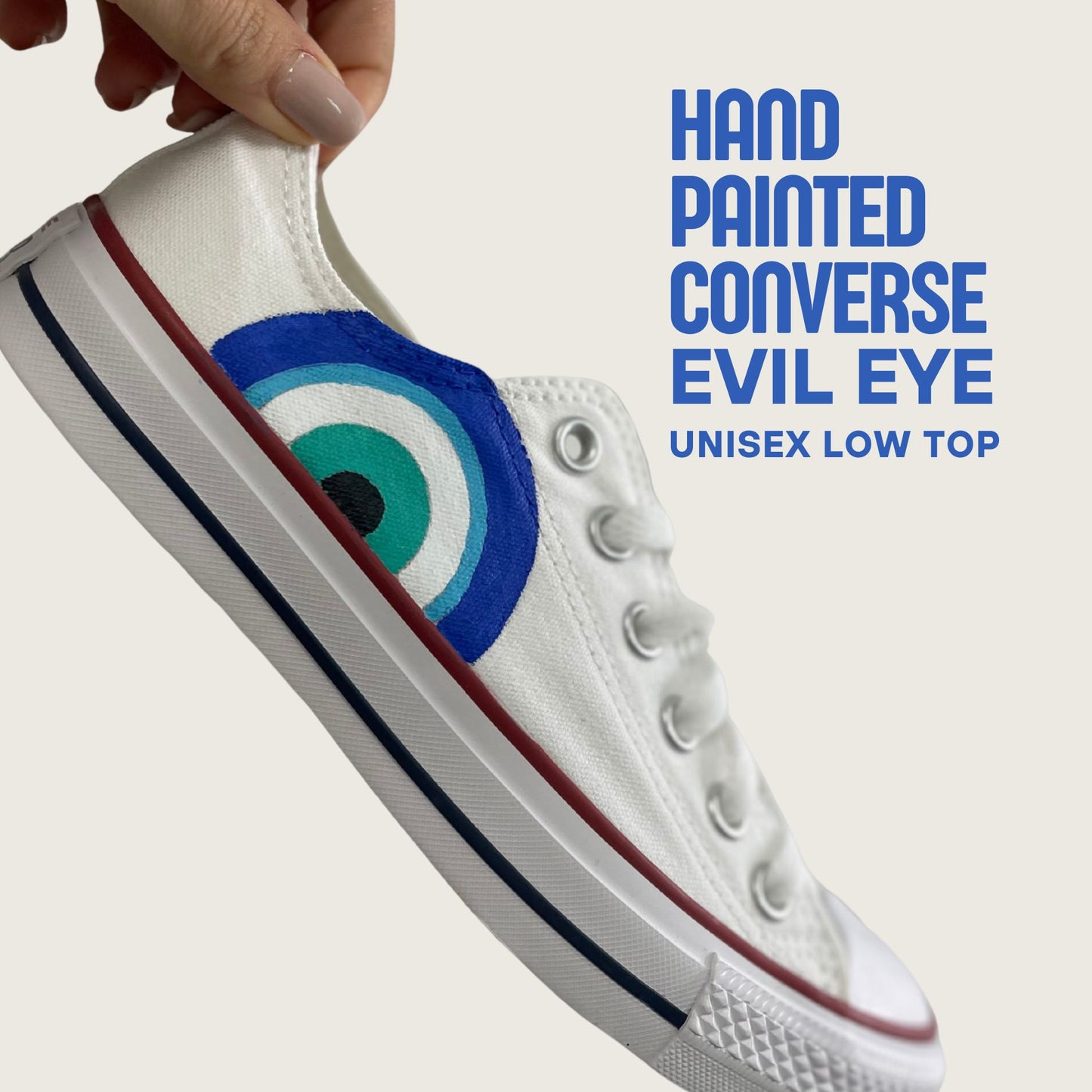Hand Painted Evil Eye Converse Low Top | Custom Nazar Sneakers