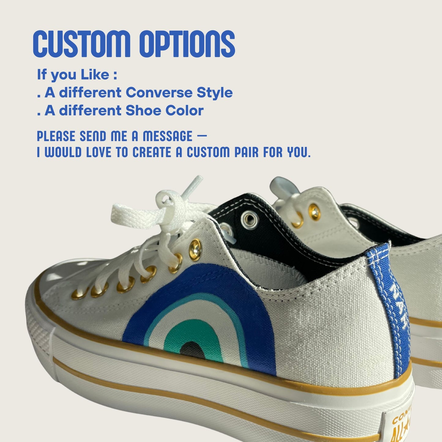 Hand Painted Evil Eye Converse Low Top | Custom Nazar Sneakers