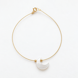 Mother of Pearl Crescent Moon Bracelet | Minimalist Handmade Jewelry