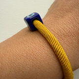 Murano Evil Eye Adjustable Yellow Bracelet / Hair Tie – Handmade Protective Charm