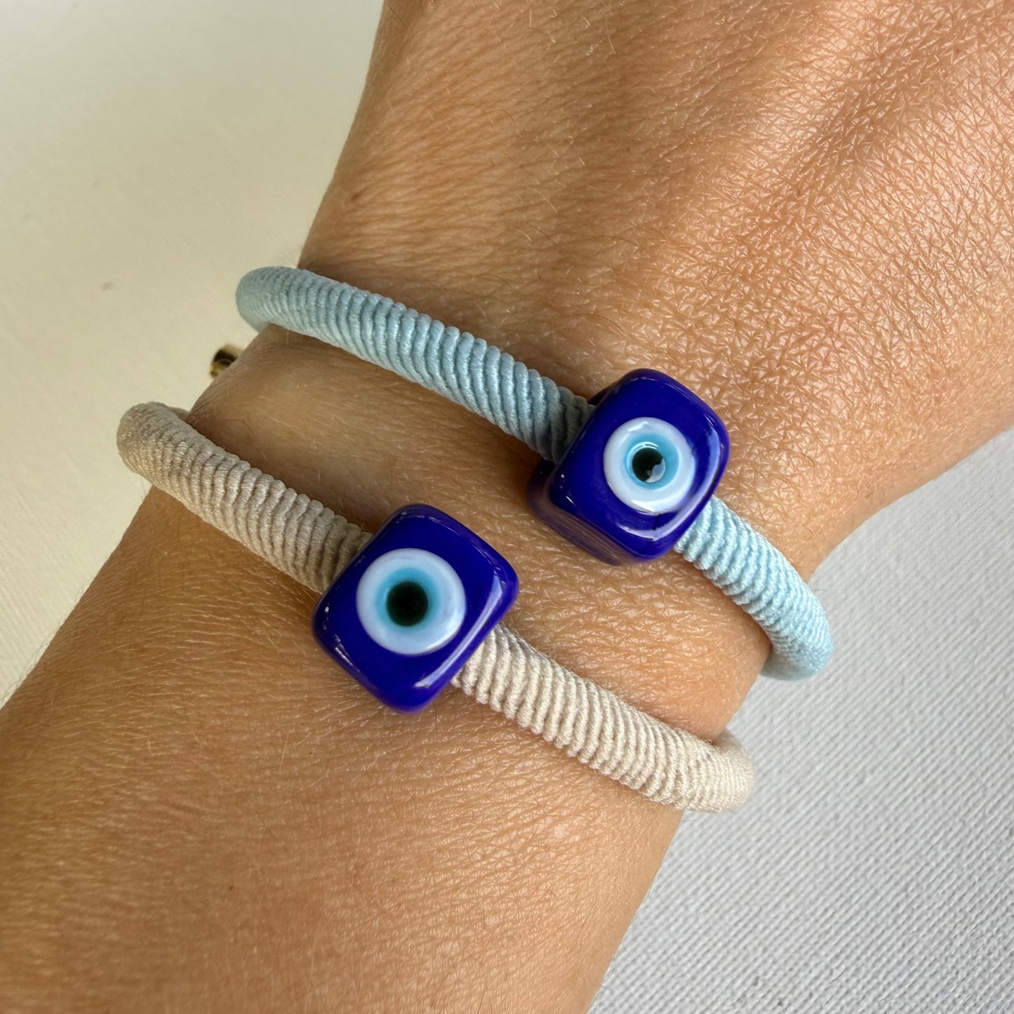 Light Blue Evil Eye Bracelet – Handmade Murano Glass Protection