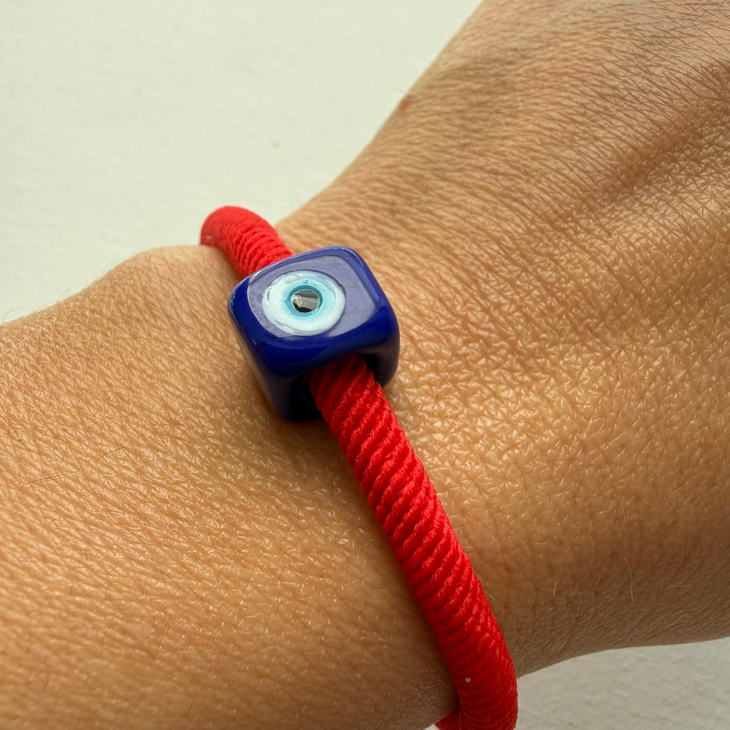 Murano Evil Eye Adjustable Red Bracelet / Hair Tie – Handmade Protective Charm