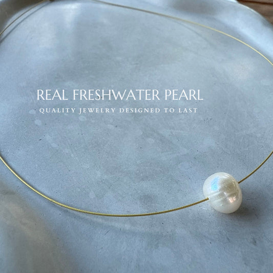 Floating Freshwater Pearl Necklace – 14K Gold Filled