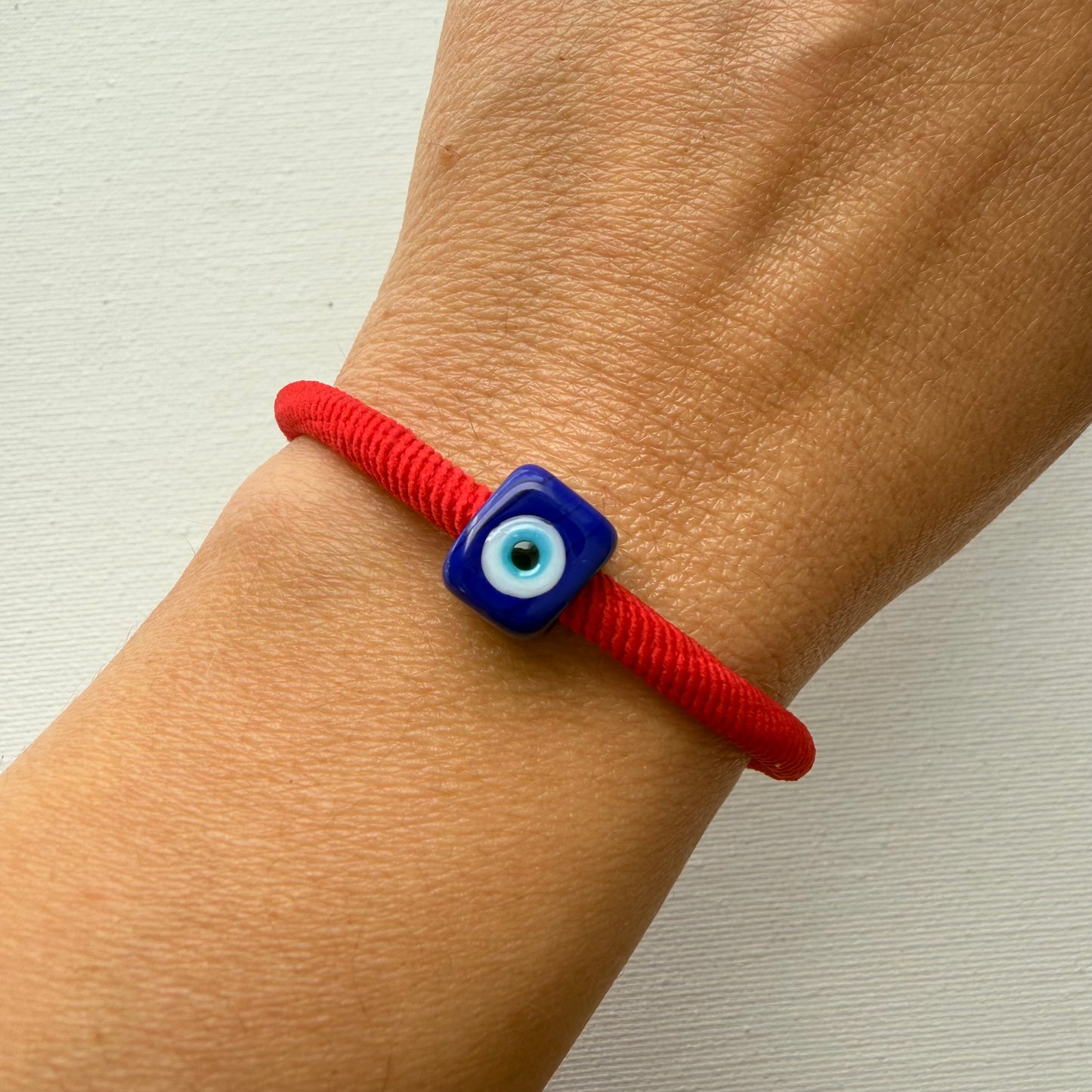 Murano Evil Eye Adjustable Red Bracelet / Hair Tie – Handmade Protective Charm