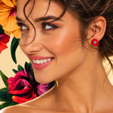 Red Murano Glass Evil Eye Stud Earrings