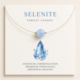 Throat Chakra Gold Necklace with Selenite