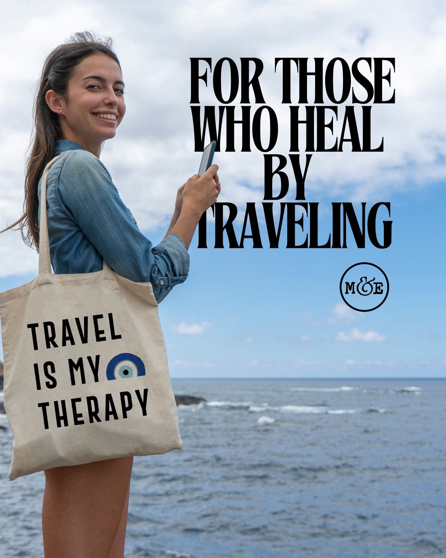 Travel Is My Therapy Tote Bag – Canvas Travel Quote Tote for Wanderlust Lovers