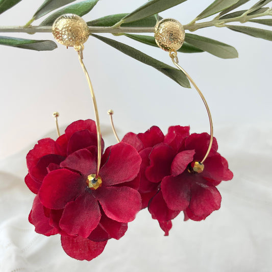 Gertrude's Flower Earrings ( Red Velvet )
