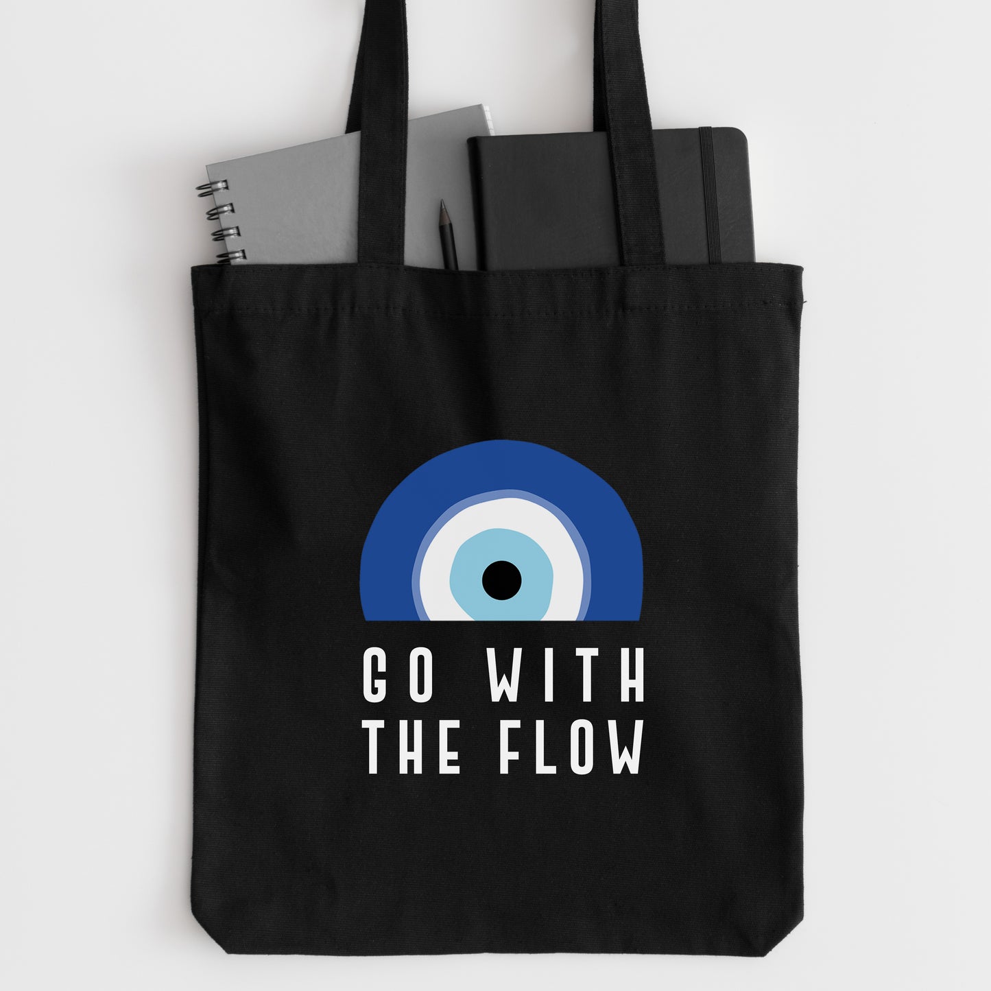 Evil Eye Tote Bag: Go With The Flow ( Black )