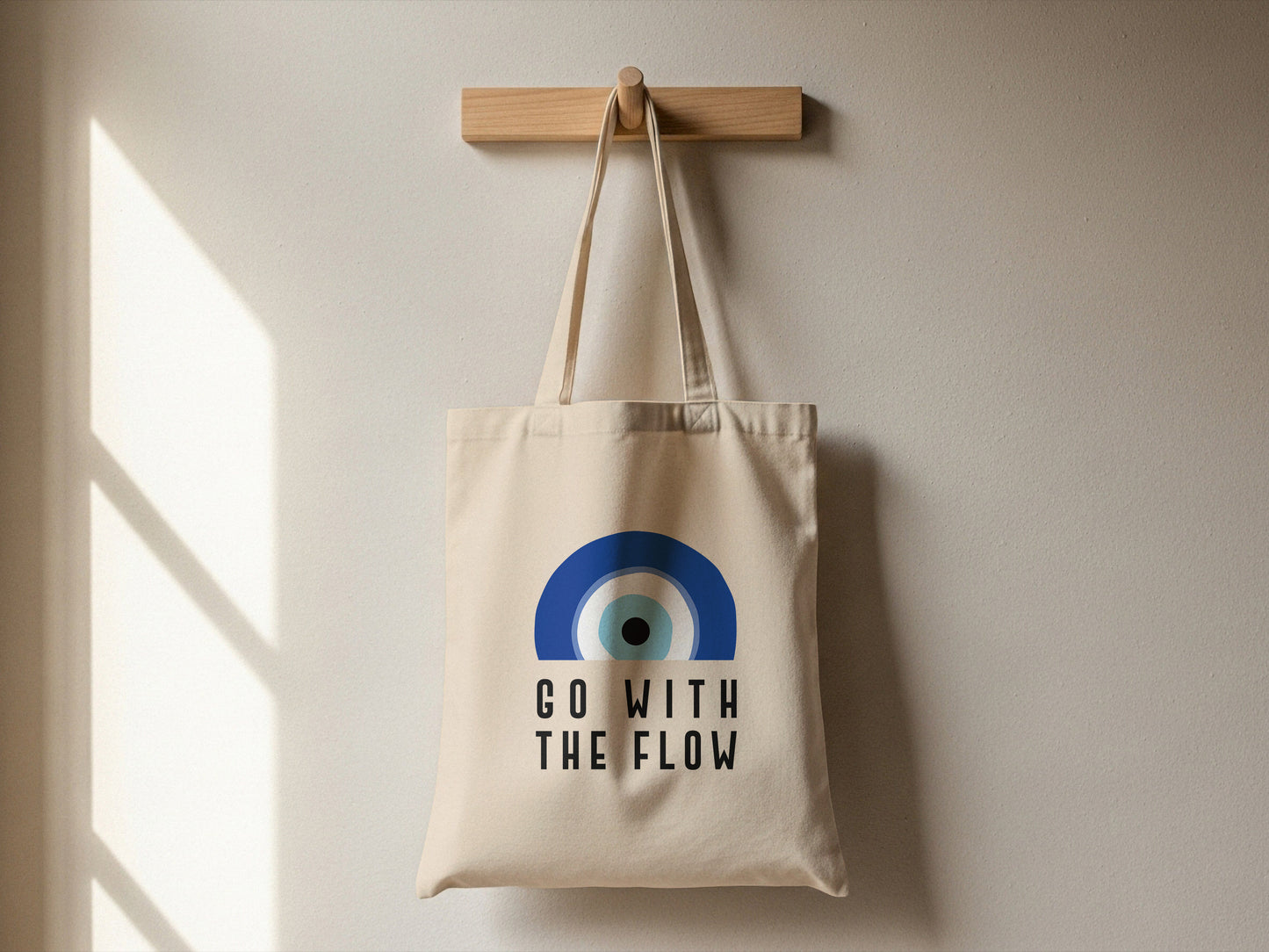 Evil Eye Tote Bag: Go With The Flow  ( White )