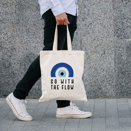 Evil Eye Tote Bag: Go With The Flow  ( White )