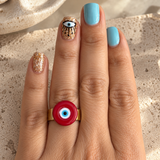 Red Murano Evil Eye Ring