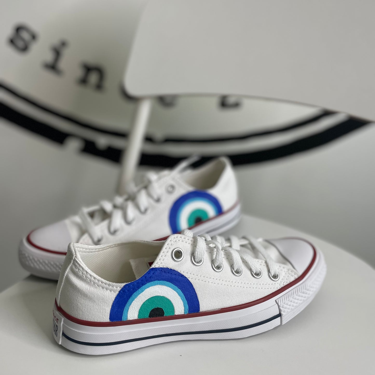 Hand Painted Evil Eye Converse Low Top | Custom Nazar Sneakers