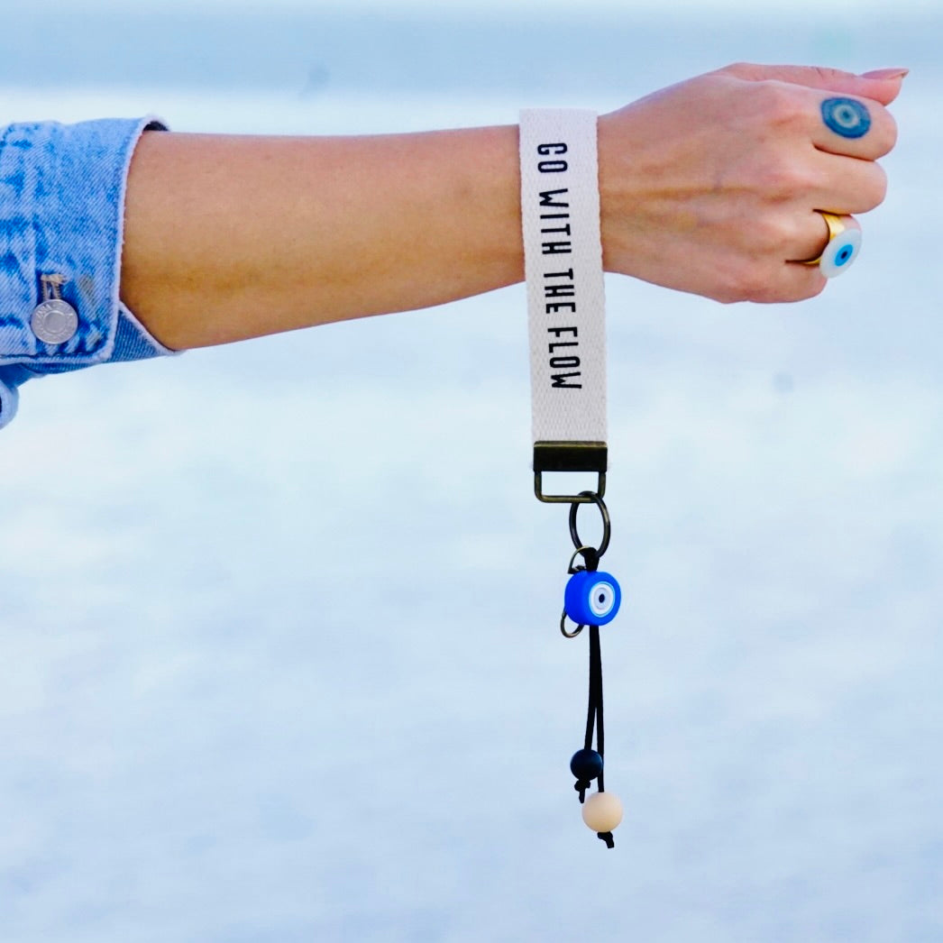 Go With the Flow Keychain Wristlet – Evil Eye Keychain Charm