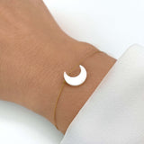 Minimalist Mother of Pearl Moon Bracelet