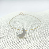 Minimalist Mother of Pearl Moon Bracelet