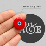 Red Murano Glass Evil Eye Stud Earrings