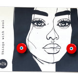 Red Murano Glass Evil Eye Stud Earrings