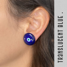 Load image into Gallery viewer, Murano Nazar Earrings ( Translucent Navy Blue )

