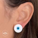 Murano Nazar Earrings ( White )